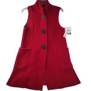 Janska Fleece Sleeveless Cloak Vest XS Oversized Red Casual Layering USA New